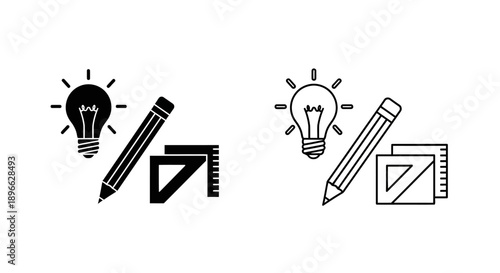 Lightbulb design ideas creative pencil ruler Vector