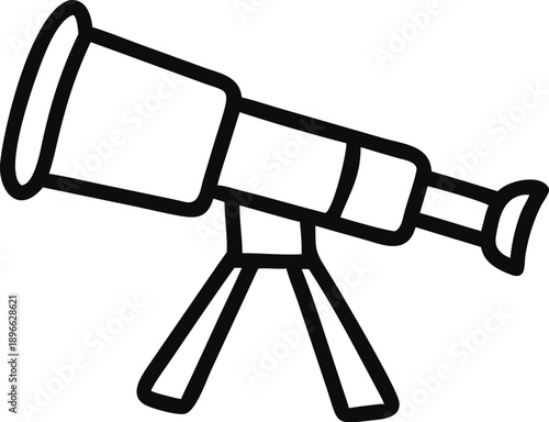 Telescope Outline Icon Vector Illustration For Astronomy Exploration