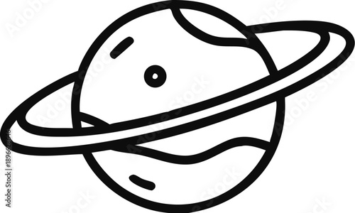 Planet Saturn Icon Vector Illustration Space Exploration Cosmos