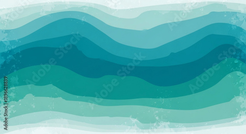 Abstract ocean waves in various shades of blue and green