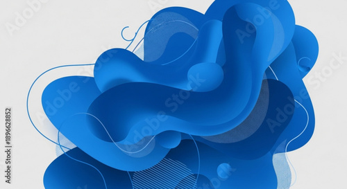 Abstract blue shapes with smooth curves on white background