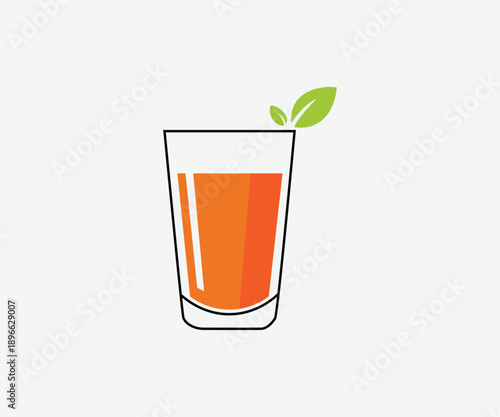  Juice Glass Logo with Leaf Vector