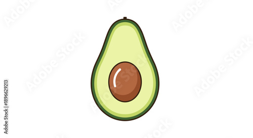 Avocado Half with Pit Illustration 1.
