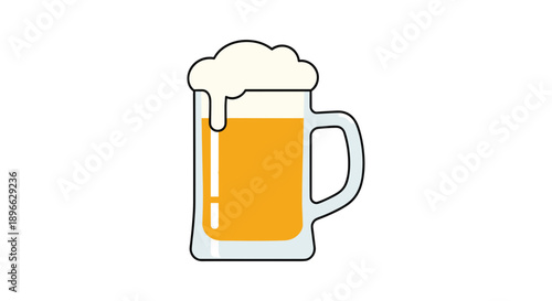 Beer Mug Illustration with Frothy Head.