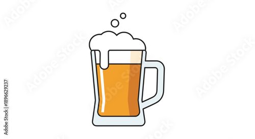 Beer Glass with Foam and Handle.