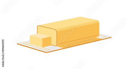 Block of Yellow Butter on Cutting Board.