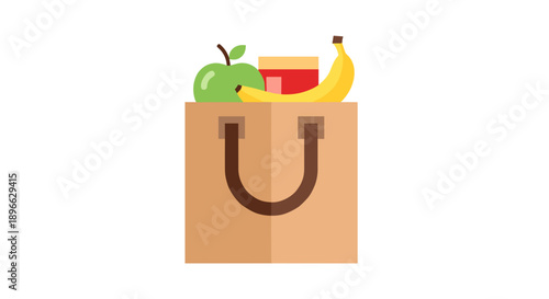 Brown Paper Bag with Fresh Fruit.