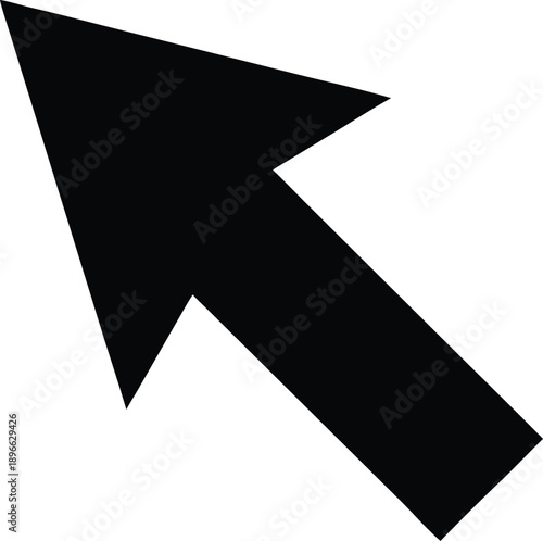 Black Arrow Pointer Icon on White Background