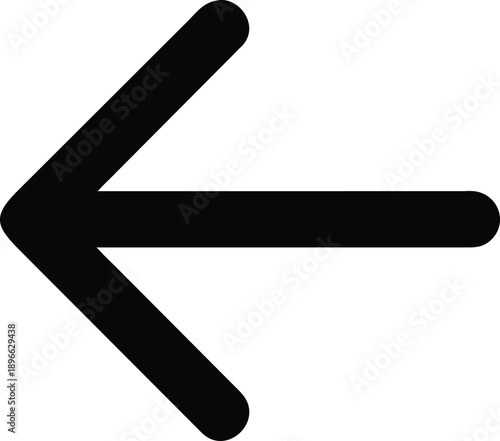 Black Left Arrow Icon on White Background