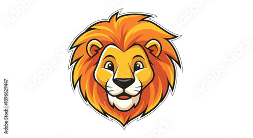 Cartoon Lion Face Illustration with Mane.