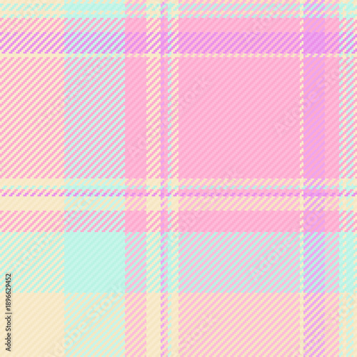 Worn plaid background tartan, comfort pattern seamless vector. Many textile check fabric texture in light and pink colors.