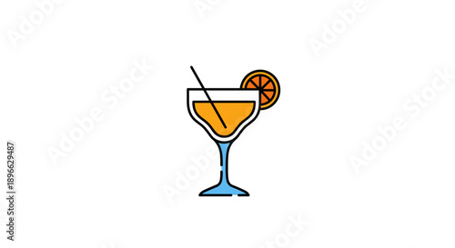 Cocktail Glass with Orange Liquor Drink.
