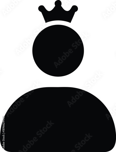 Simple Black Silhouette of a Person Wearing a Crown