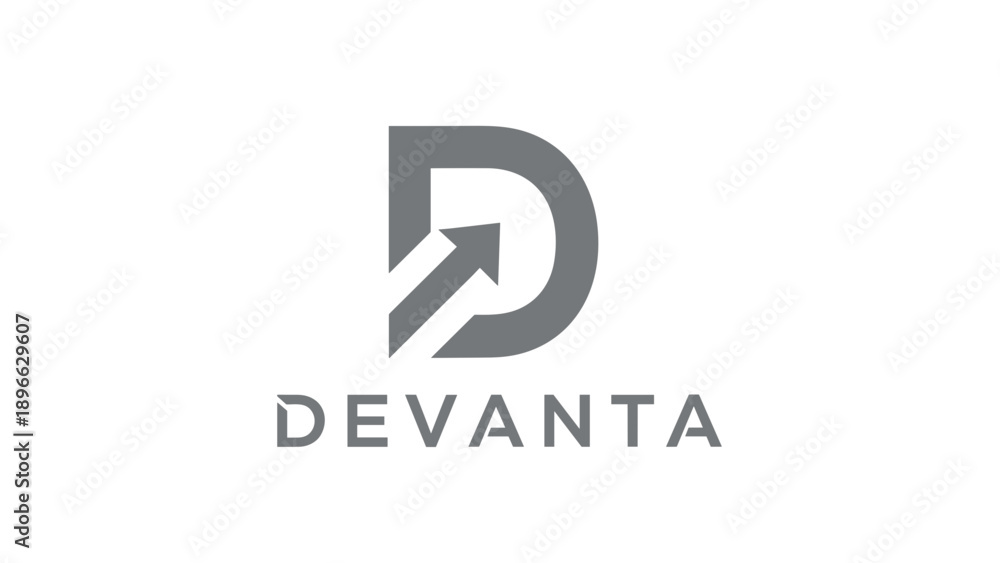 Obraz premium Devanta Logo Design with Arrow Symbol.