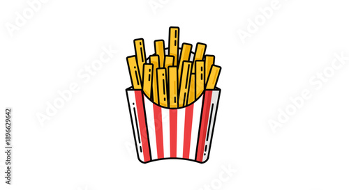 French Fries in Striped Container Illustration.