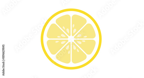 Lemon Slice Illustration on White Background.