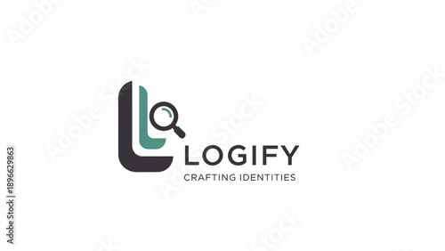 Logify Logo Design with Magnifying Glass.