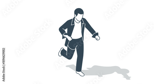 Man Running in Business Suit Illustration.