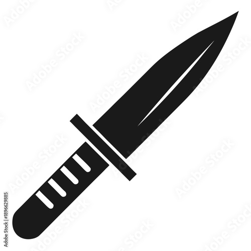 Black Knife Icon with Handle and Blade