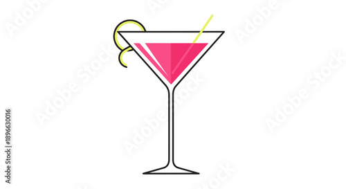 Pink Martini Cocktail with Lemon Twist.