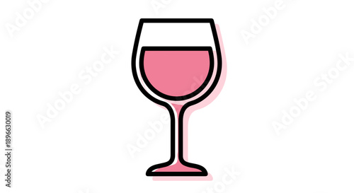 Pink Wine Glass Illustration Simple Design.