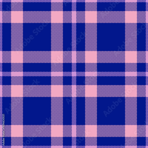 Jpg check texture plaid, mat vector textile pattern. Multi tartan seamless fabric background in blue and pink colors.