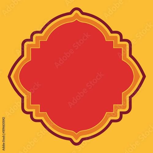 Red and Yellow Decorative Islamic Geometric Pattern Design