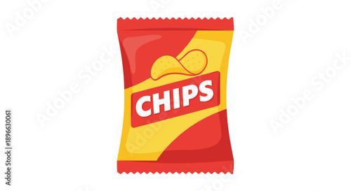 Red and Yellow Potato Chip Bag.