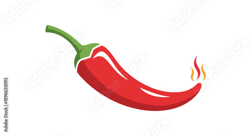 Red Chili Pepper Illustration with Flame.