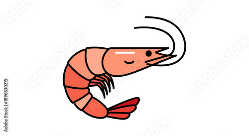 Simple Cartoon Shrimp Illustration.