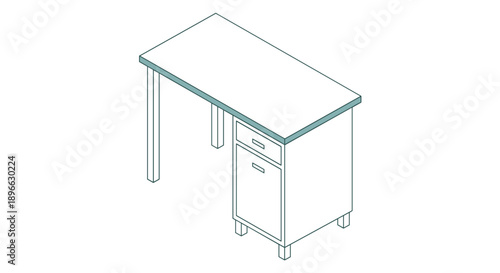 Simple Desk with Drawer and Cabinet.