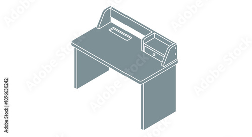 Simple Gray Desk with Organizer and Tray.