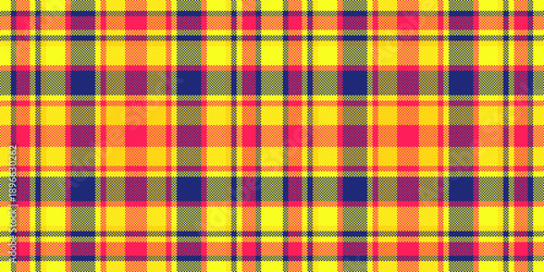 Sixties plaid fabric texture, stitch tartan textile background. Scrapbooking vector check pattern seamless in lime and red colors.