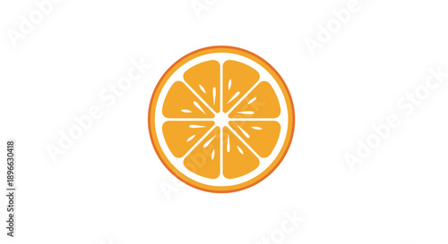 Single Slice Orange on White Background.