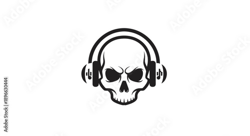 Skull Wearing Headphones Graphic Illustration Design 1.