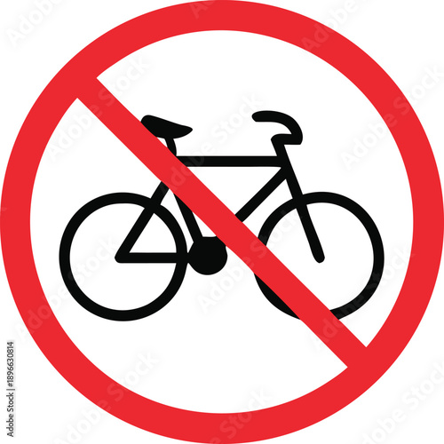 A clear prohibitory sign for no bicycle riding.