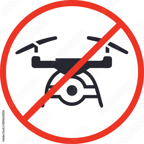 A clear prohibitory sign indicating no drone flying.