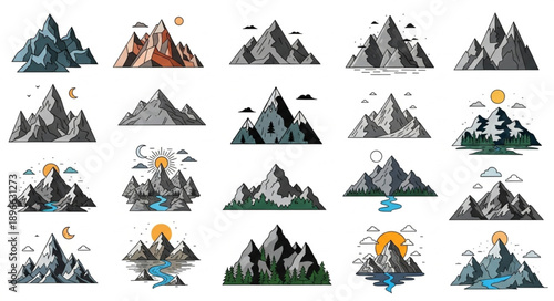 set of camping icons