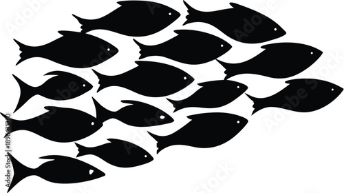 Schooling Fish Silhouette Vector Illustration For Design