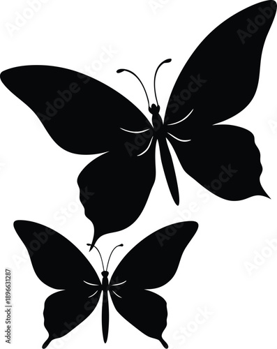 Elegant Butterfly Silhouettes, Insect Wing Design, Nature Vector