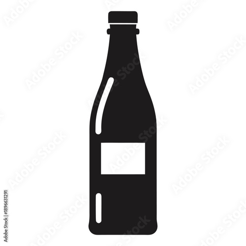 A simple black silhouette icon of a generic beverage bottle.