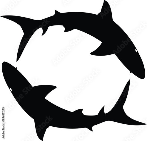 Shark Silhouette Design Featuring Marine Wildlife And Ocean Predators