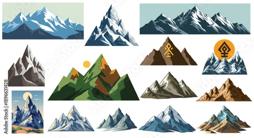 vector illustration of a set of mountains