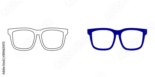 Eyeglasses Outline and Bold Icon  – Minimal Vector Glasses Frame Symbol for Vision, Optometry, Fashion and Optical Shop Design