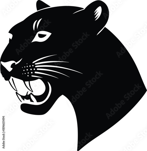 Fierce Black Panther Head Portrait Wildlife Animal Design
