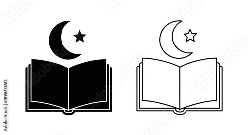 Islamic book moon star symbols Vector