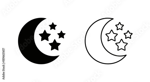 Moon stars night sky symbols vector illustration Vector