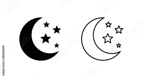 Moon stars night sky illustration Vector