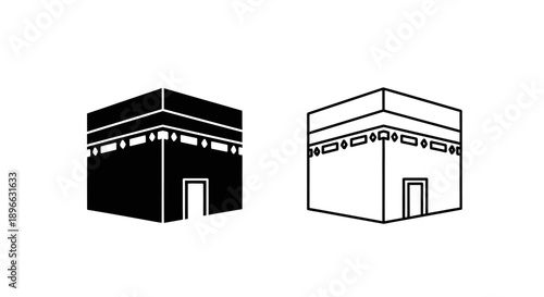 Black and white kaaba icon islamic symbol Vector