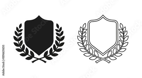 Black and white shield badge vector illustration Vector